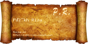 Pákh Riza névjegykártya